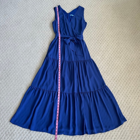 J. McLaughlin Blue Lavinia Tiered Maxi Dress Size 4 Wedding Resortwear Classic - Picture 13 of 14